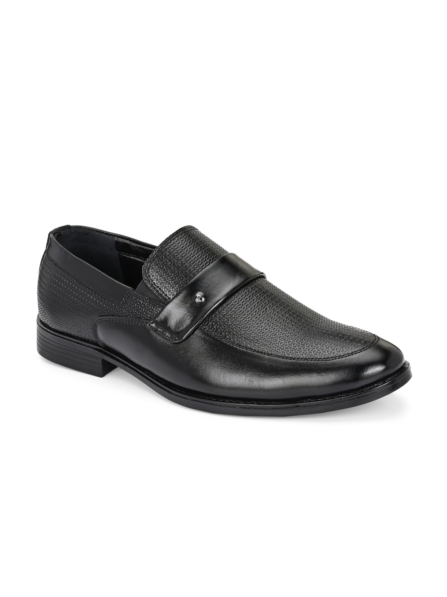 Hirolas Men's Executive Black Genuine Leather Moccasin Slip on Formal Shoes