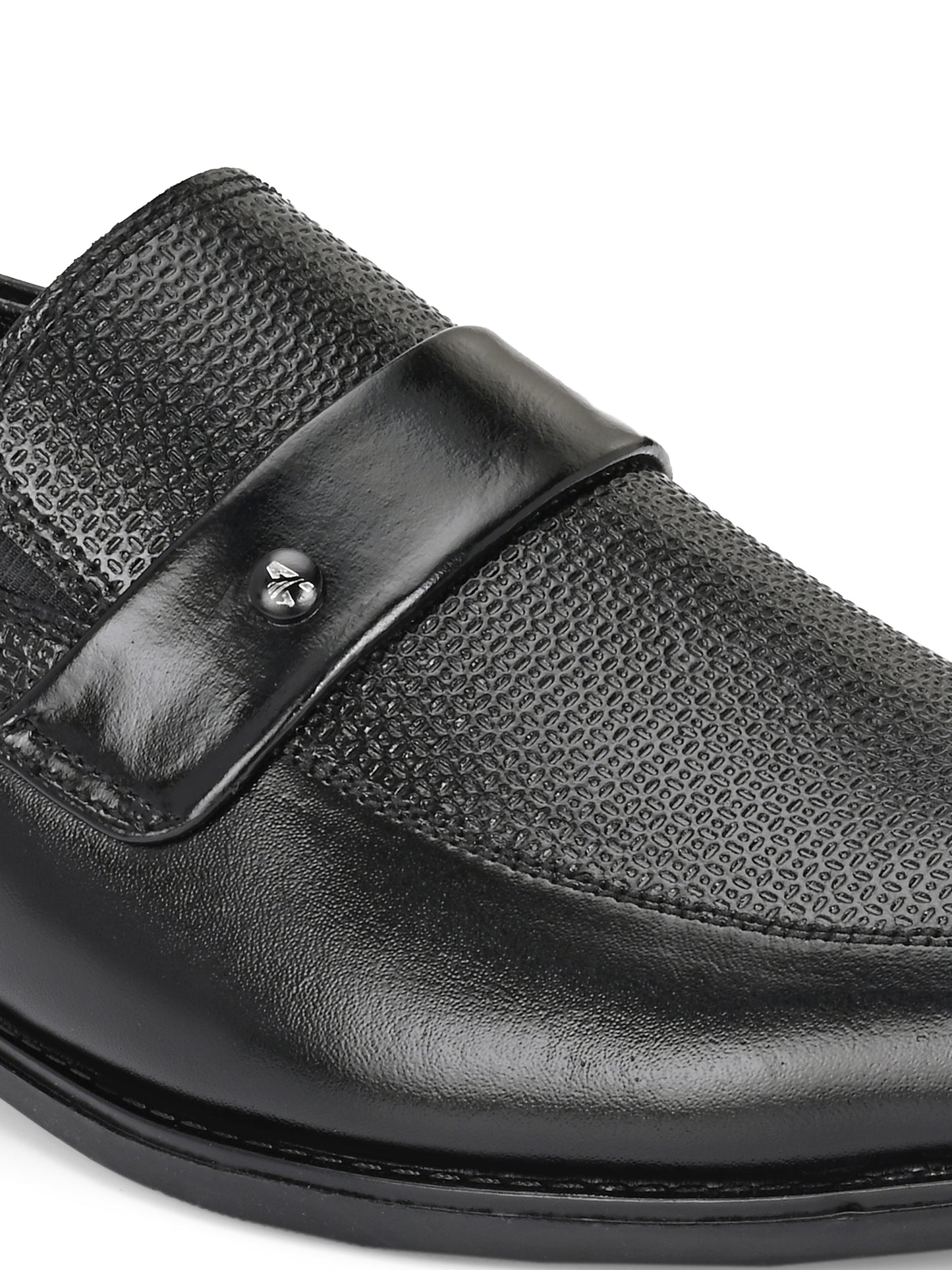 Hirolas Men's Executive Black Genuine Leather Moccasin Slip on Formal Shoes