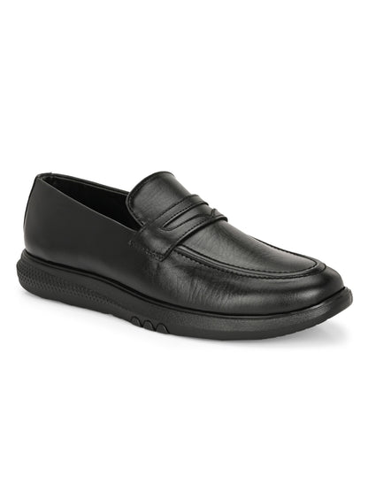 Hirolas Men's Black Penny Loafer Slip-on Formal Shoes