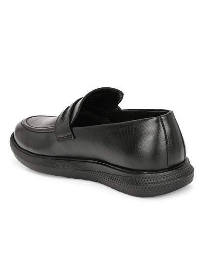 Hirolas Men's Black Penny Loafer Slip-on Formal Shoes