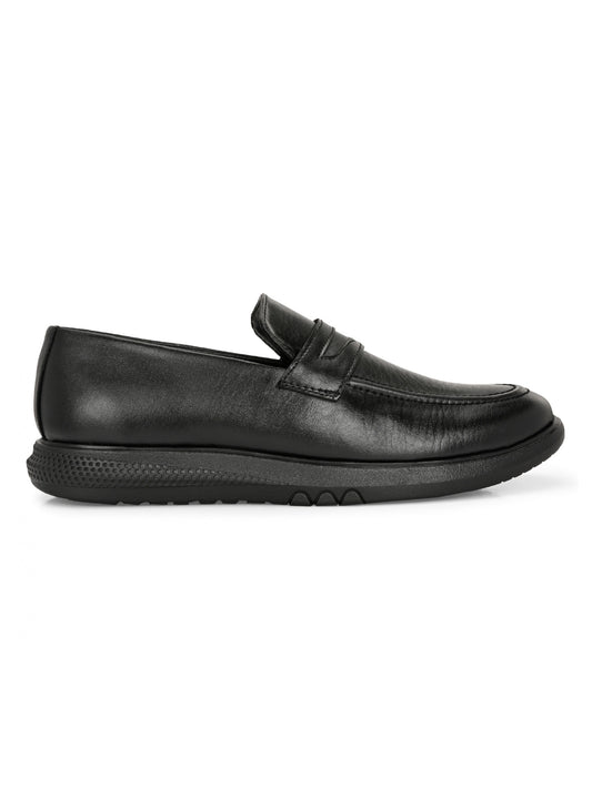 Hirolas Men's Black Penny Loafer Slip-on Formal Shoes