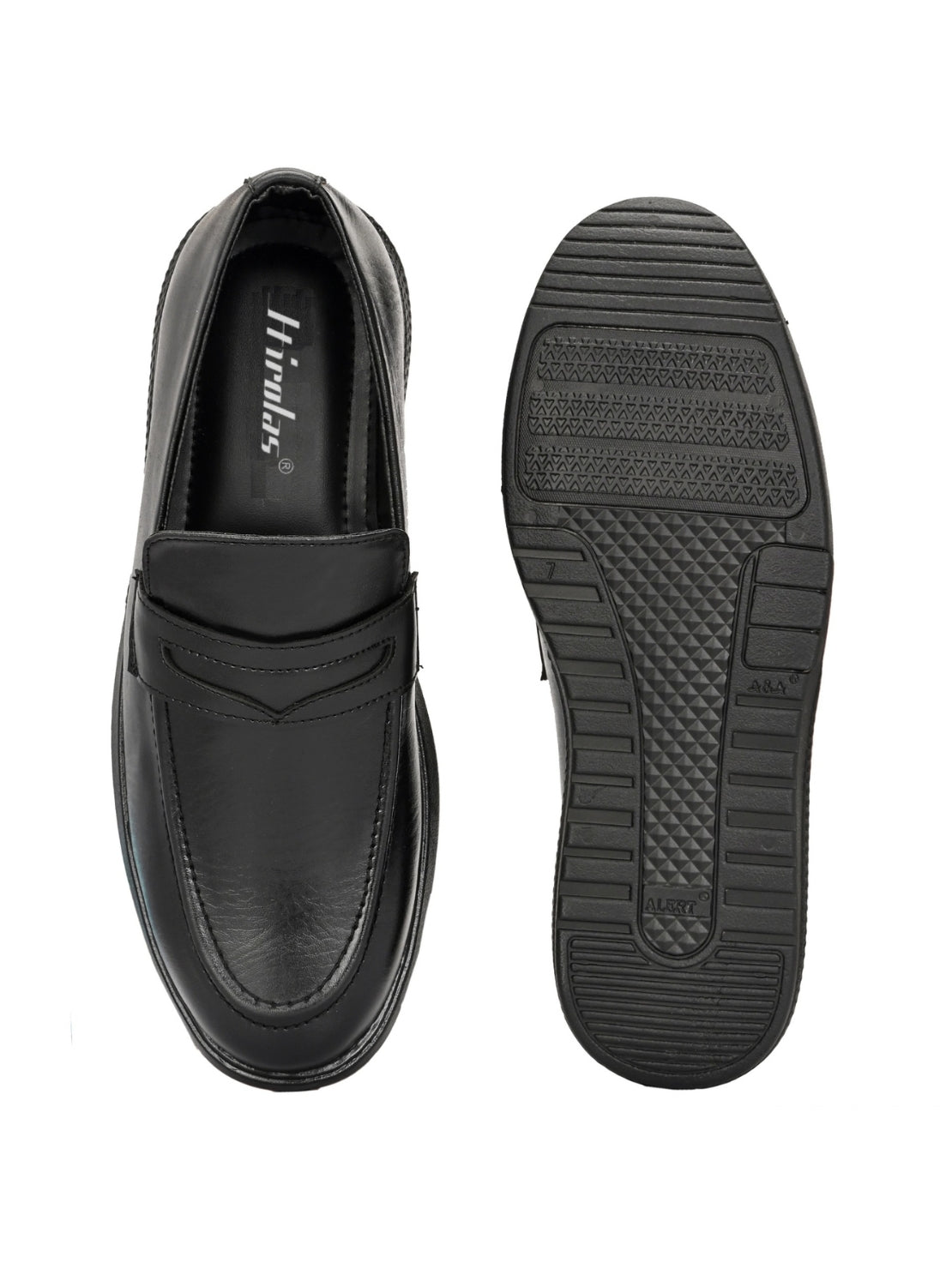 Hirolas Men's Black Penny Loafer Slip-on Formal Shoes