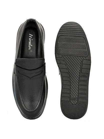 Hirolas Men's Black Penny Loafer Slip-on Formal Shoes