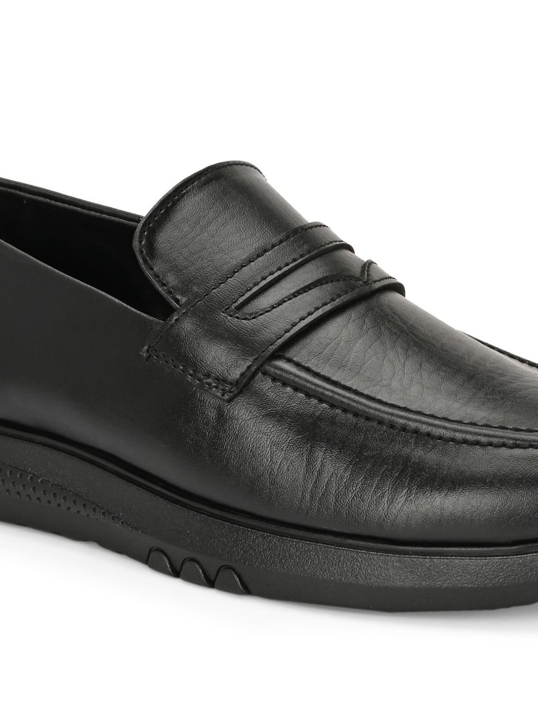 Hirolas Men's Black Penny Loafer Slip-on Formal Shoes