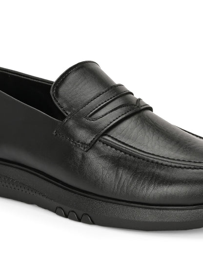 Hirolas Men's Black Penny Loafer Slip-on Formal Shoes