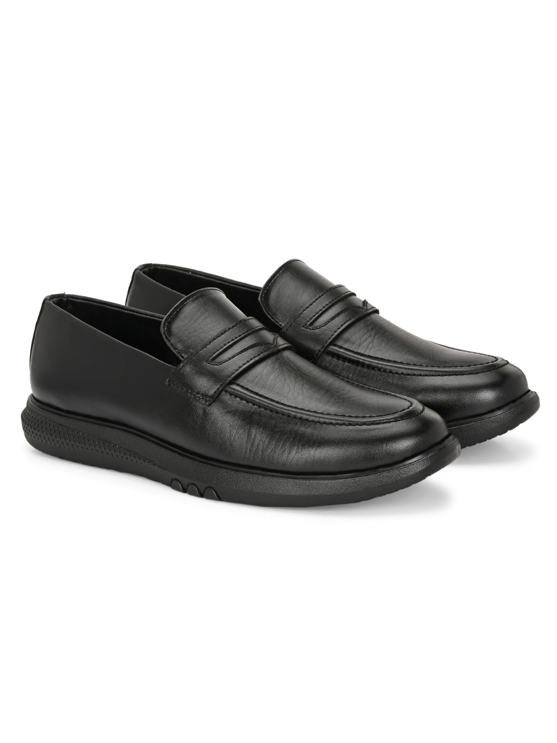 Hirolas Men's Black Penny Loafer Slip-on Formal Shoes