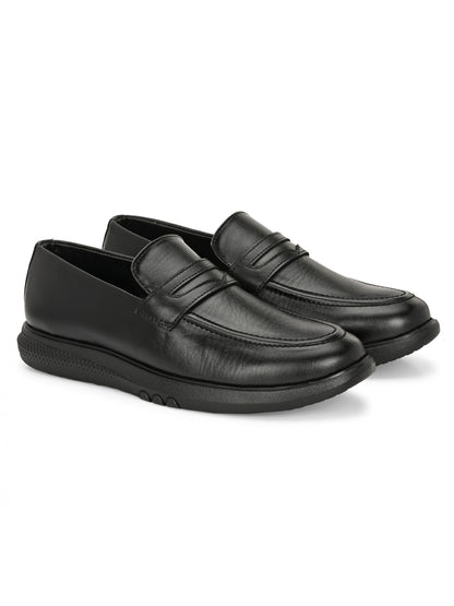 Hirolas Men's Black Penny Loafer Slip-on Formal Shoes