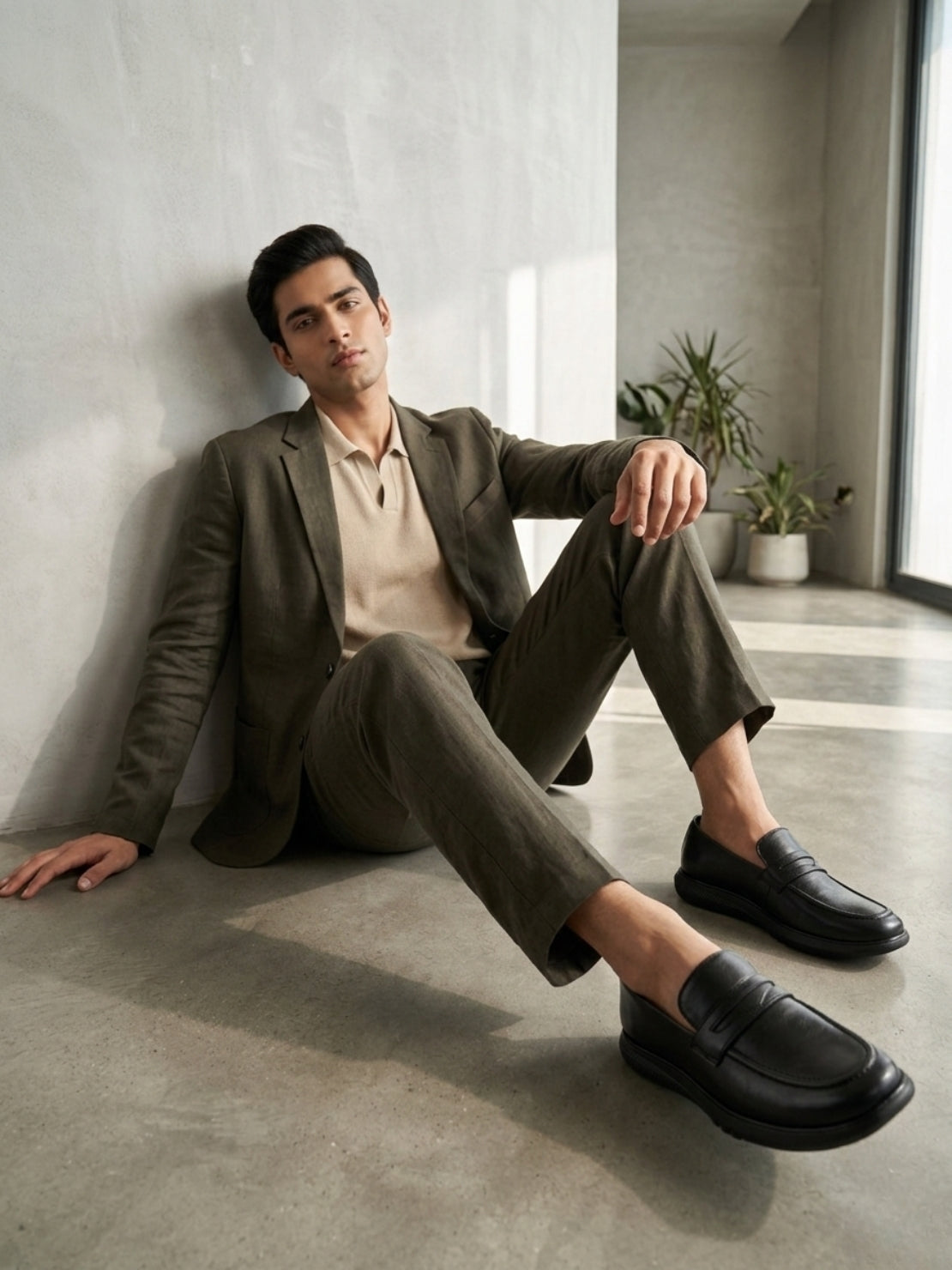 Hirolas Men's Black Penny Loafer Slip-on Formal Shoes