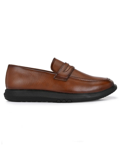 Hirolas Men's Tan Penny Loafer Slip-on Formal Shoes
