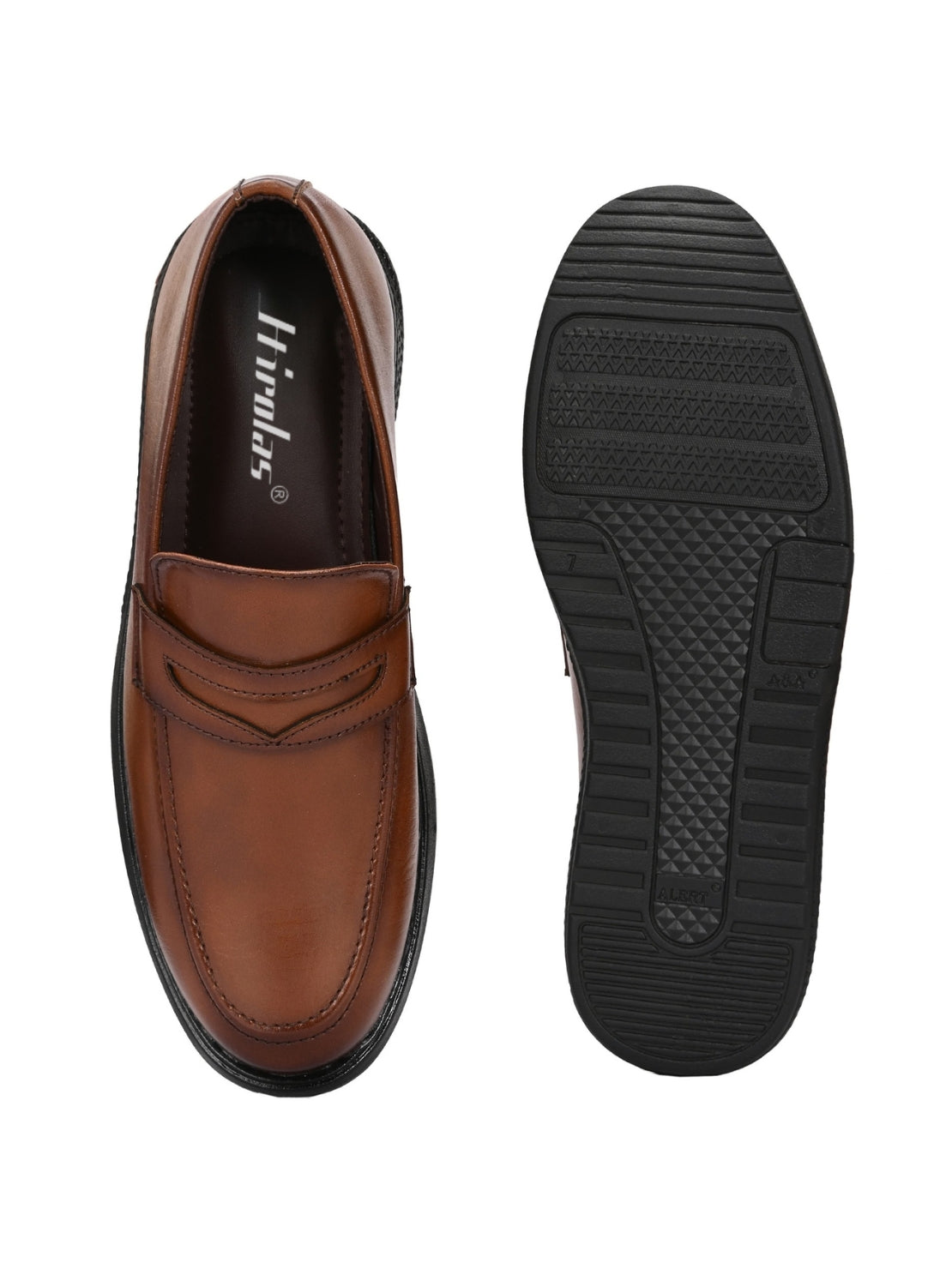Hirolas Men's Tan Penny Loafer Slip-on Formal Shoes
