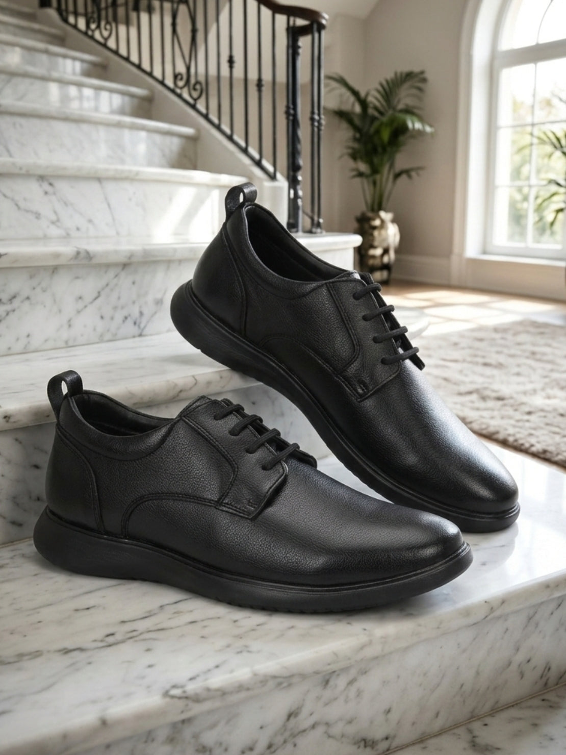 Hirolas Men's FeatherWalk Black Lace-up Light weight Derby Formal Shoe