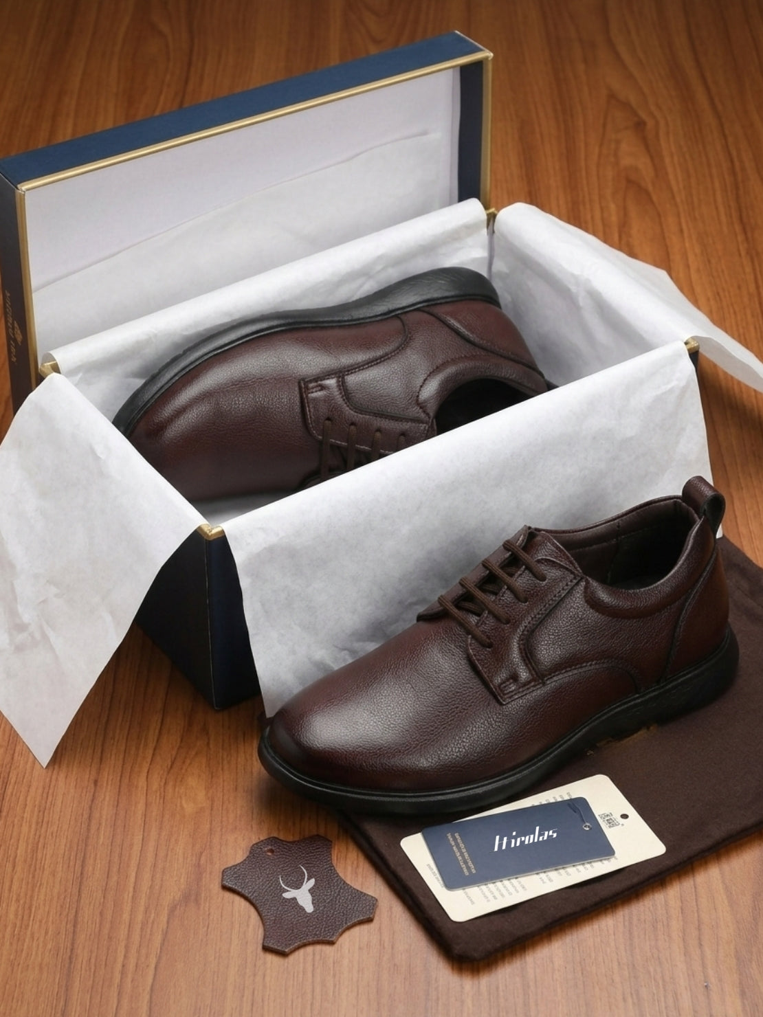 Hirolas Men's FeatherWalk Brown Lace-up Light weight Derby Formal Shoes