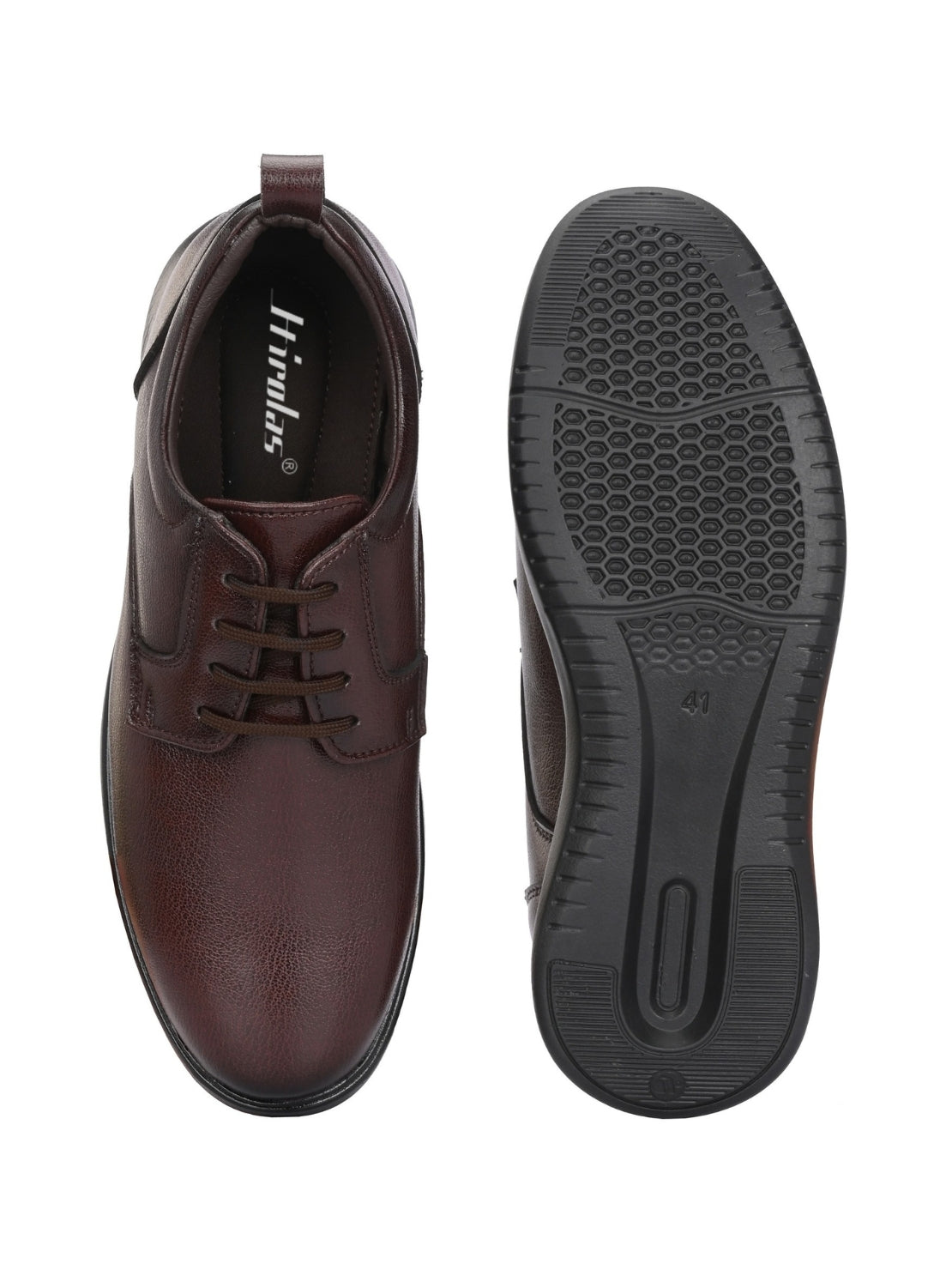 Hirolas Men's FeatherWalk Brown Lace-up Light weight Derby Formal Shoes