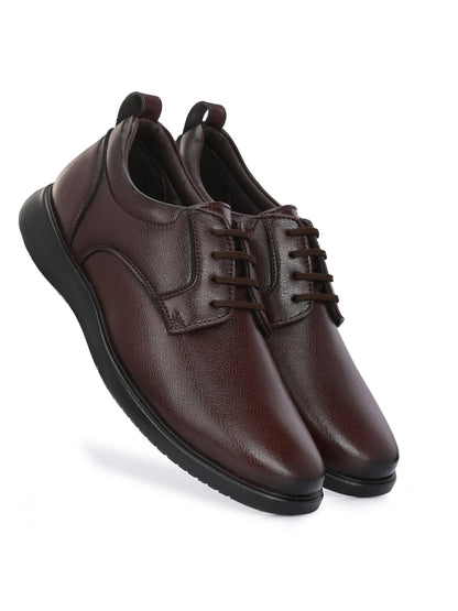 Hirolas Men's FeatherWalk Brown Lace-up Light weight Derby Formal Shoes