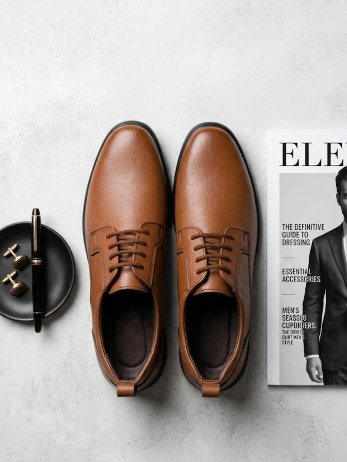 Hirolas Men's FeatherWalk Tan Lace-up Light weight Derby Formal Shoes