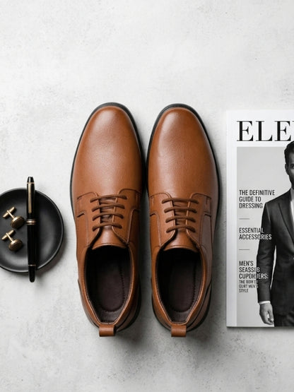 Hirolas Men's FeatherWalk Tan Lace-up Light weight Derby Formal Shoes