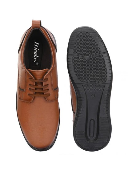 Hirolas Men's FeatherWalk Tan Lace-up Light weight Derby Formal Shoes