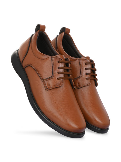 Hirolas Men's FeatherWalk Tan Lace-up Light weight Derby Formal Shoes