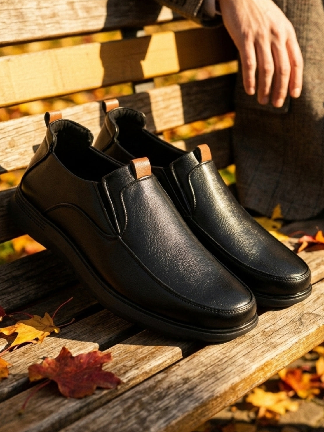 Hirolas Men's FeatherWalk Black Lightweight Semi Formal Shoes Business Casual Wear Slip-on Shoes