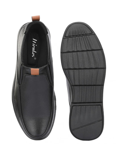 Hirolas Men's FeatherWalk Black Lightweight Semi Formal Shoes Business Casual Wear Slip-on Shoes