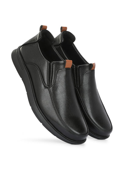Hirolas Men's FeatherWalk Black Lightweight Semi Formal Shoes Business Casual Wear Slip-on Shoes