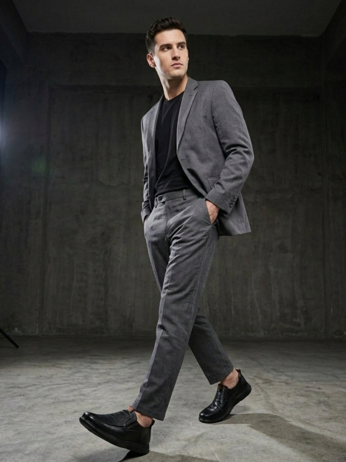 Hirolas Men's FeatherWalk Black Lightweight Semi Formal Shoes Business Casual Wear Slip-on Shoes