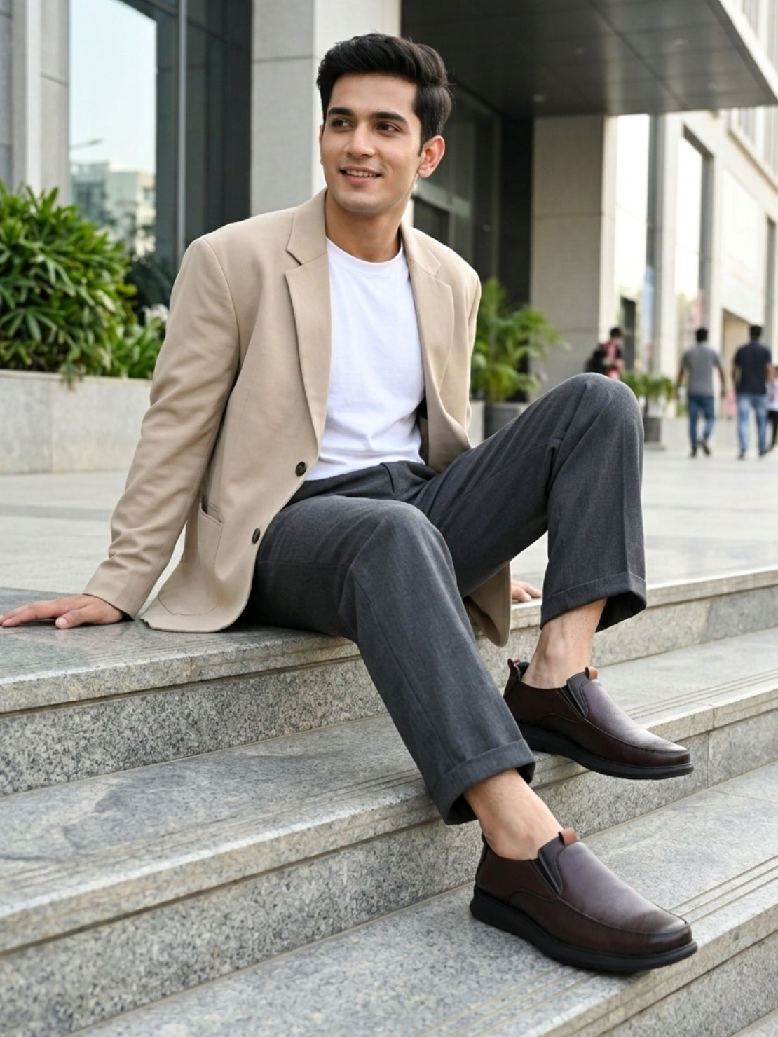 Hirolas Men's FeatherWalk Brown Lightweight Semi Formal Shoes Business Casual Wear Slip-On  Shoes