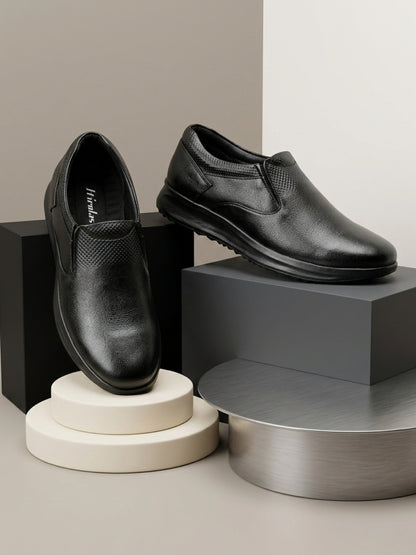 Hirolas Men's FeatherWalk Lightweight Black Semi Formal Shoes Business Casual Wear Slip-On Shoes