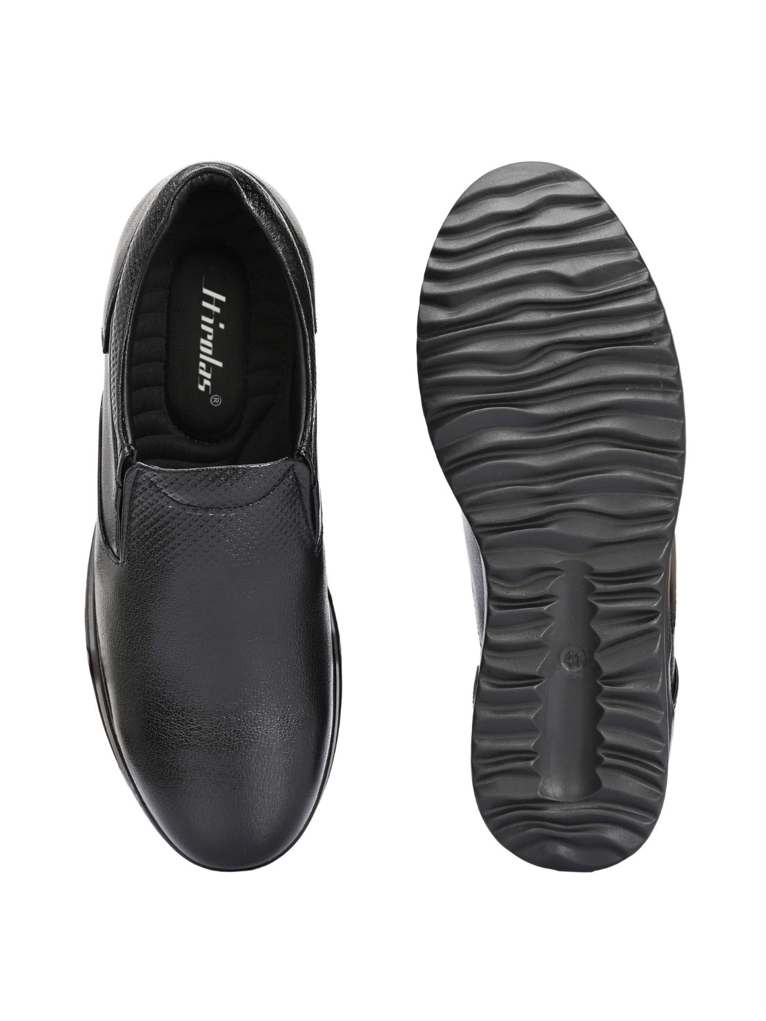 Hirolas Men's FeatherWalk Lightweight Black Semi Formal Shoes Business Casual Wear Slip-On Shoes