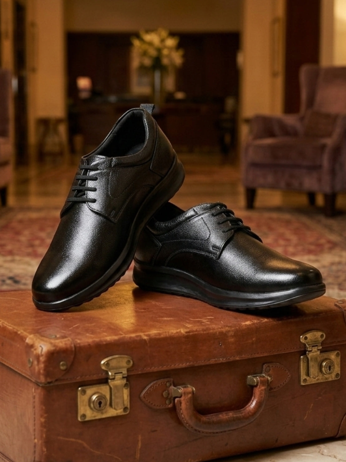 Hirolas Men's FeatherWalk Black Lace-up Light weight Derby Formal Shoes