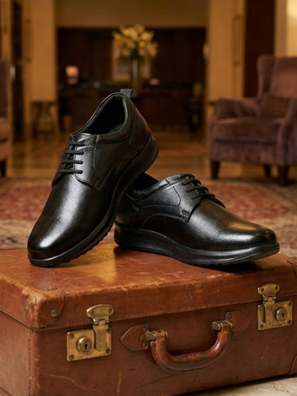 Hirolas Men's FeatherWalk Black Lace-up Light weight Derby Formal Shoes