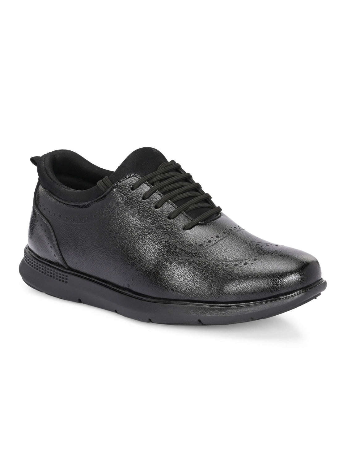 Hirolas Men's FeatherWalk Lightweight Black Brogue Semi Formal Shoes Lace-Up Business Casual Wear