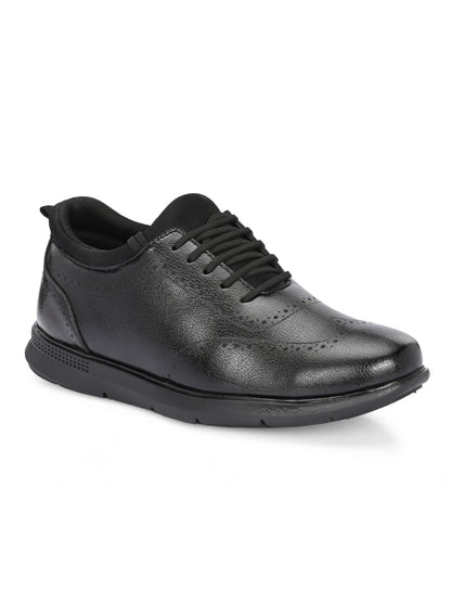 Hirolas Men's FeatherWalk Lightweight Black Brogue Semi Formal Shoes Lace-Up Business Casual Wear