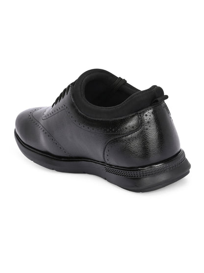 Hirolas Men's FeatherWalk Lightweight Black Brogue Semi Formal Shoes Lace-Up Business Casual Wear