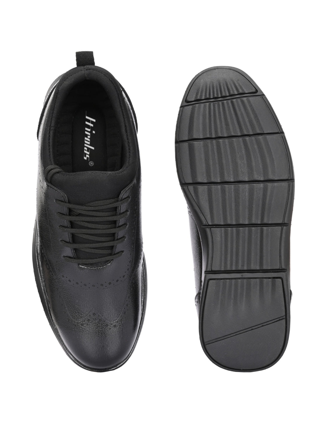 Hirolas Men's FeatherWalk Lightweight Black Brogue Semi Formal Shoes Lace-Up Business Casual Wear