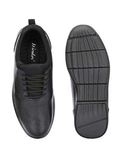 Hirolas Men's FeatherWalk Lightweight Black Brogue Semi Formal Shoes Lace-Up Business Casual Wear