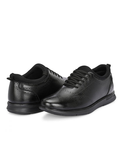 Hirolas Men's FeatherWalk Lightweight Black Brogue Semi Formal Shoes Lace-Up Business Casual Wear