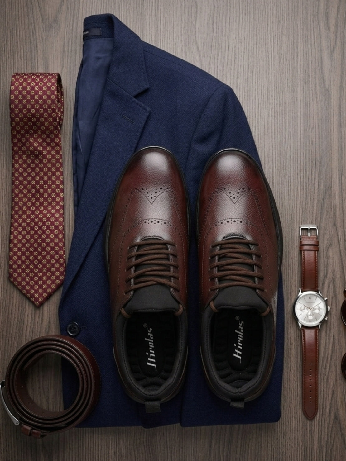 Hirolas Brown FeatherWalk Lightweight Brogue Semi Formal Shoes Lace-Up Business Casual Wear