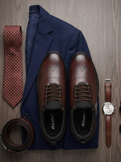 Hirolas Brown FeatherWalk Lightweight Brogue Semi Formal Shoes Lace-Up Business Casual Wear