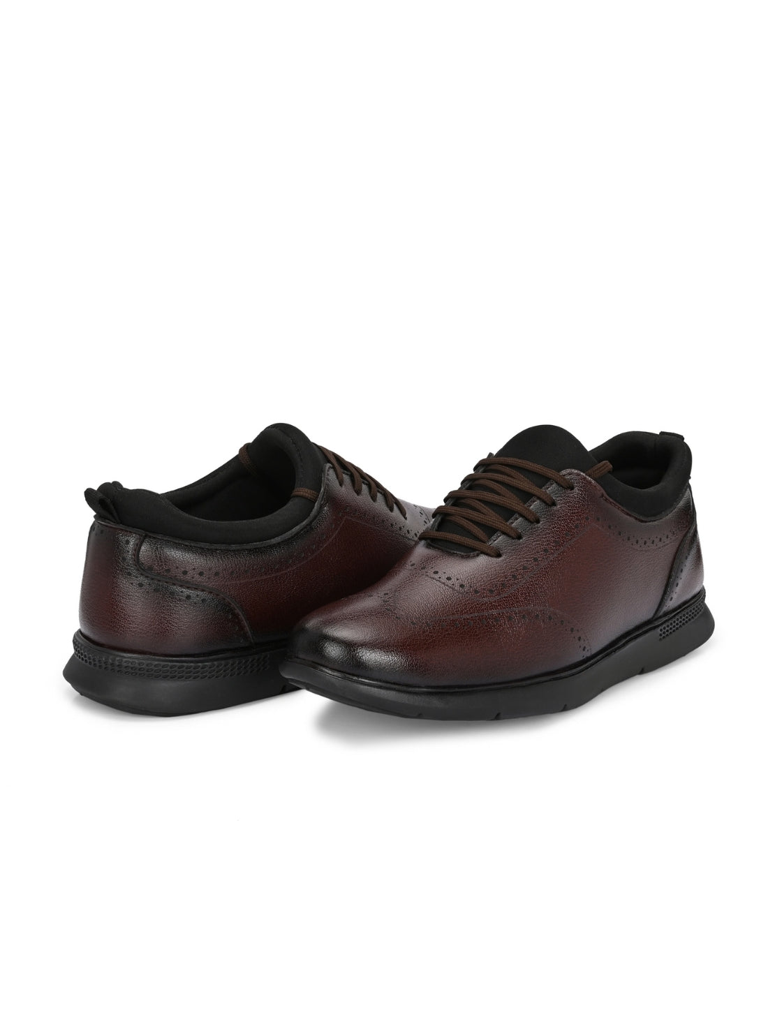Hirolas Brown FeatherWalk Lightweight Brogue Semi Formal Shoes Lace-Up Business Casual Wear