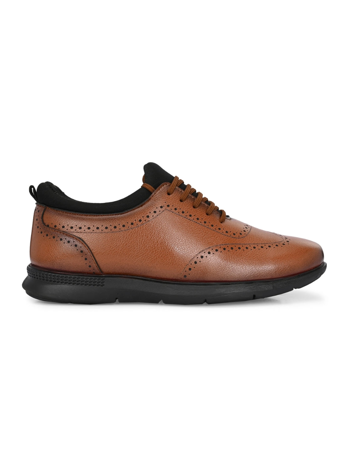 Hirolas Men's FeatherWalk Lightweight Tan Brogue Semi-Formal Shoes Lace-Up Business Casual Wear