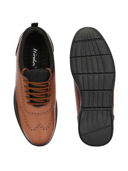 Hirolas Men's FeatherWalk Lightweight Tan Brogue Semi-Formal Shoes Lace-Up Business Casual Wear