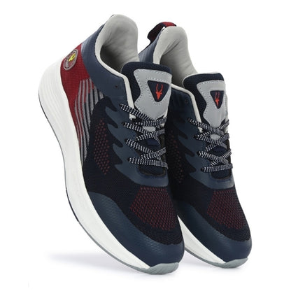 Hirolas Men's Blue/Maroon Elite Shock Absorbing Walking Running Fitness Athletic Training Gym Fashion Sport Shoes (HRLMP01BLU)