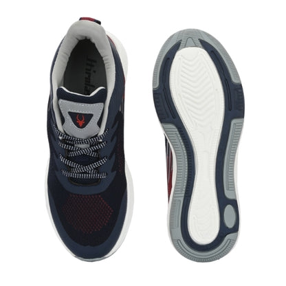 Hirolas Men's Blue/Maroon Elite Shock Absorbing Walking Running Fitness Athletic Training Gym Fashion Sport Shoes (HRLMP01BLU)