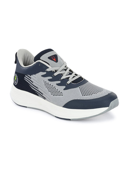 Hirolas® Men's Grey/Blue Elite Shock Absorbing Walking Running Fitness Athletic Training Gym Fashion Sport Shoes (HRLMP01GRY)