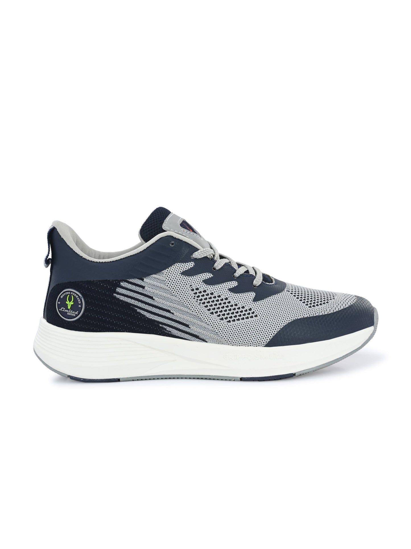 Hirolas® Men's Grey/Blue Elite Shock Absorbing Walking Running Fitness Athletic Training Gym Fashion Sport Shoes (HRLMP01GRY)