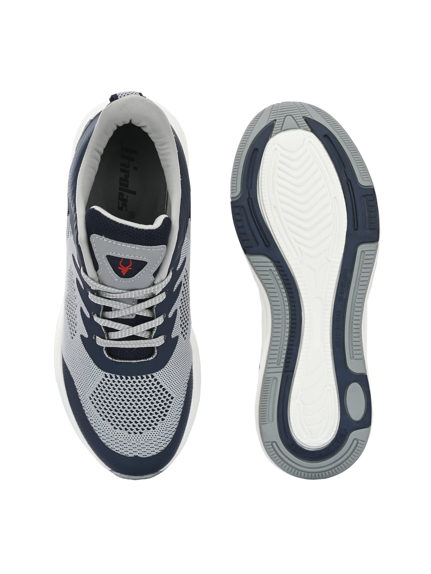 Hirolas® Men's Grey/Blue Elite Shock Absorbing Walking Running Fitness Athletic Training Gym Fashion Sport Shoes (HRLMP01GRY)