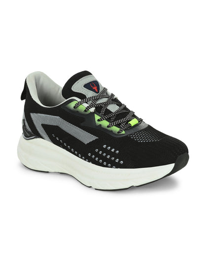 Hirolas® Men's  Cloudwalk Knitted Sports Running Sneakers Shoes. - Black/Grey HRLMP05BLK