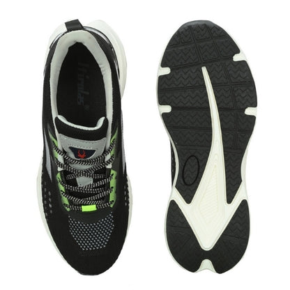 Hirolas Men's Cloudwalk Knitted Running Sport Shoes - Black/Grey HRLMP05BLK