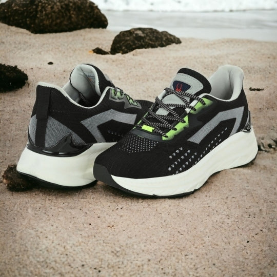 Hirolas Men's Cloudwalk Knitted Running Sport Shoes - Black/Grey HRLMP05BLK